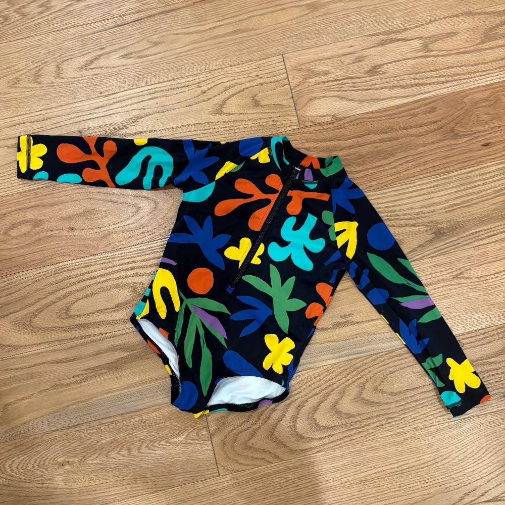 Hanna Andersson Black Printed Long Sleeve Half-Zip One-Piece